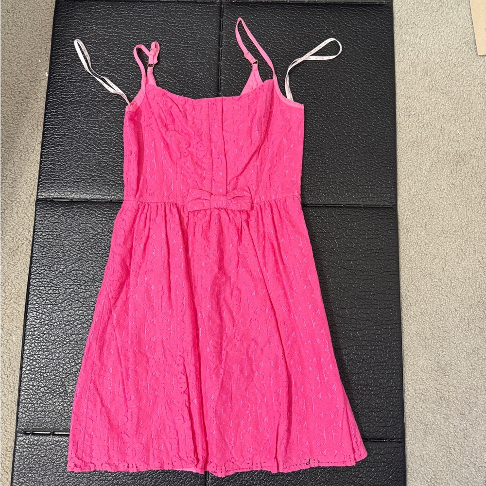 🌸 Lilly Pulitzer Hot Pink Eyelet Sundress – Size 0